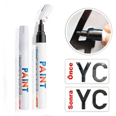 Lastik Rötuş Boya Kalemi Oto Siyah 2-4 mm Uç