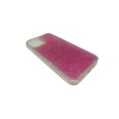 Kristal Taşlı Şeffaf Telefon Kılıfı iPhone 12 Pro Max Uyumlu Pembe