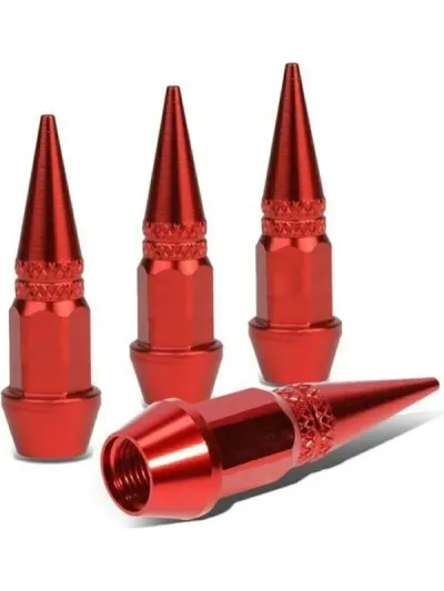 Alüminyum Sibop Kapağı Sivri Tip 4'lü 45 mm Kırmızı