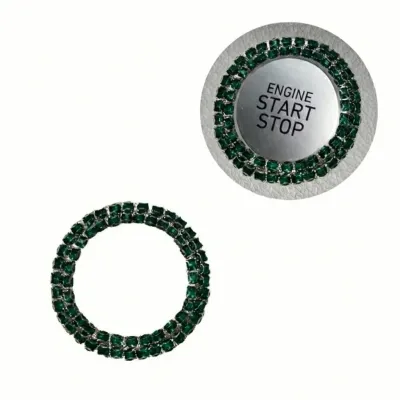 Start Stop Düğmesi Çerçeve Halkası Kristal Taşlı Yeşil