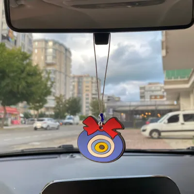 Silikon Dikiz Ayna Süsü Nazar Boncuklu Çift Taraflı 7,5 cm