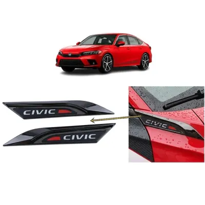 Ventil Süsü Yazılı Honda Civic FE1 2022 ve Sonrası Uyumlu Çamurluk 2 Parça Parlak Siyah