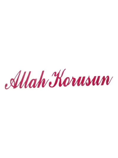 Kırmızı Allah Korusun Yazılı Yapışkanlı Araç Sticker 14x3 cm