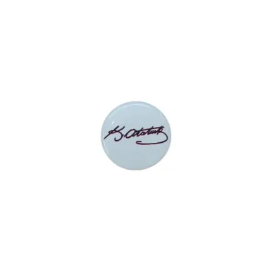 Atatürk İmzalı Yuvarlak Damla Etiket Sticker 3 cm Siyah