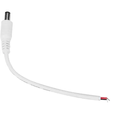 Erkek DC Jak Konnektör Power Giriş 5,5 mm Kablolu 12 cm Beyaz