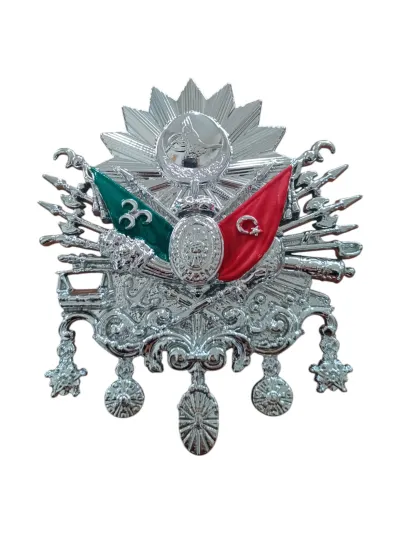 Vidalı Oto Arma Logo Osmanlı Devlet Kabartma Küçük 10x8 cm Krom