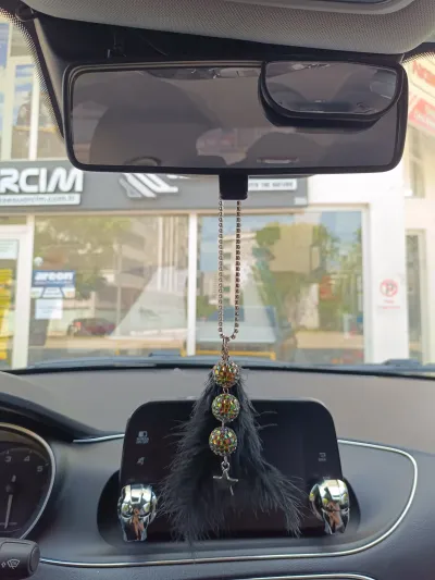 Dikiz Ayna Süsü Disko Toplu Metal Yıldız Tüylü Siyah