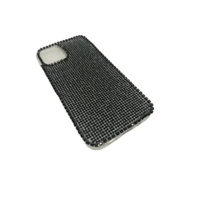 Kristal Taşlı Şeffaf Telefon Kılıfı iPhone 12 Mini Uyumlu Siyah