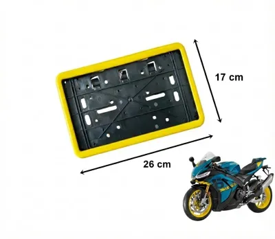 Motosiklet Plaka Altlığı Dikdörtgen Çerçeveli Plakalık 26x17 cm Sarı