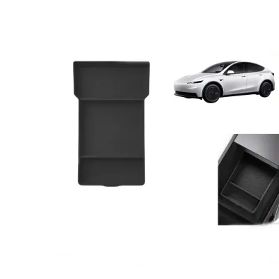 Tesla Model Y Juniper 2025 ve Sonrası Uyumlu Saklama Kutusu Konsol Ortası Raf Düzenleyici Siyah