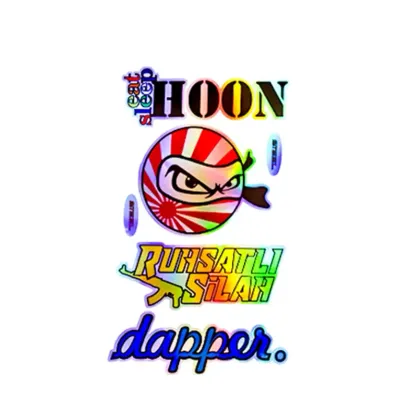 Arka Cam Sticker Hologram Efektli Eat Sleep Hoon Ruhsatlı Silah Yazılı 30x20 cm