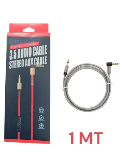 Aux Ses Kablosu 3,5 mm 1 Metre Metal Uçlu TPE Renkli