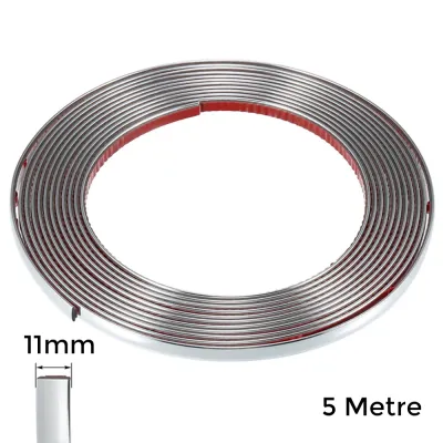 Oto Şerit Çıta Nikelaj Yapışkanlı 11 mm x 5 Metre Krom