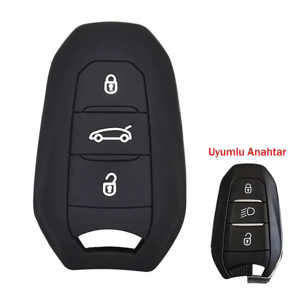 Citroen C4 Picasso DS3 DS4 DS5 DS6 Uyumlu Silikon Oto Anahtar Kumanda Kabı Kılıf Siyah