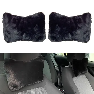Araç Boyun Yastığı Ortopedik Peluş Seyahat 2'li Siyah
