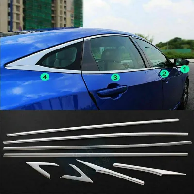 Cam Alt Çıta Takımı Honda Civic FC5 2016-2021 Uyumlu Çelik Krom 8 Parça