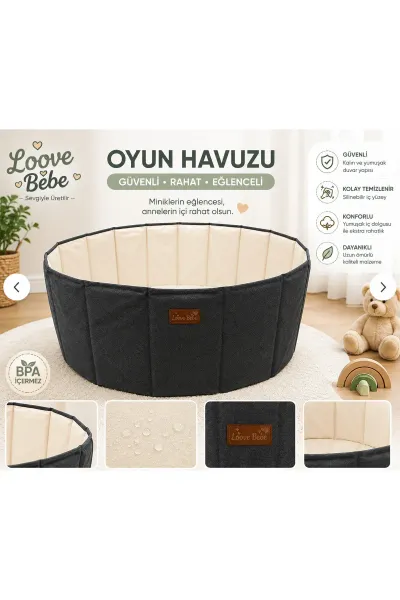 Oyun top Havuzu 90 cm yükseklik 35 cm Oyuncak Oyun Alanı Silinebilir Kumaş — Krem