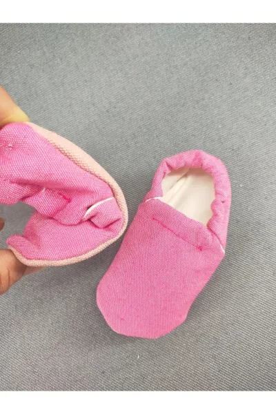 Bebek patik ev kreş ayakkabısı panduf lastikli ergonomik tasarım — Pembe