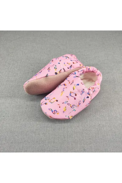 Bebek patik ev kreş ayakkabısı lastikli ergonomik tasarım — Pembe