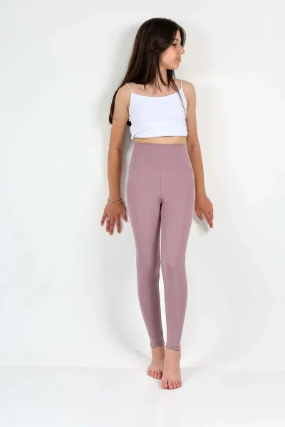 Kız çocuk Yüksek Bel, Koşu, Yürüyüş, Casual, Spor, Atletik, Egzersiz, Fittness Tayt — Lila