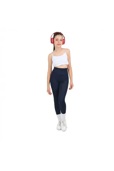 Kız çocuk Okul Yüksek Bel, Koşu, Yürüyüş, Casual, Spor, Atletik, Egzersiz, Fittness Tayt — Lacivert