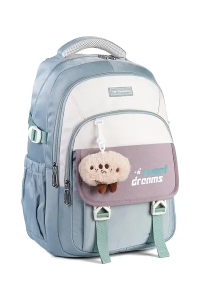 Relaxion 2462 Çocuk Bordo Peluş Anahtarlıklı Fonksiyonel Okul Çantası — GRİ