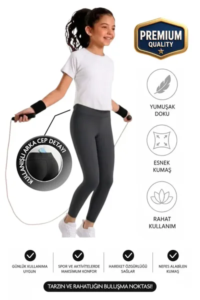 Kız çocuk / Kadın Cepli Yüksek Bel, Günlük, Koşu, Yürüyüş, Yoga, Spor, Atletik, Egzersiz, Fitness Tayt — Siyah