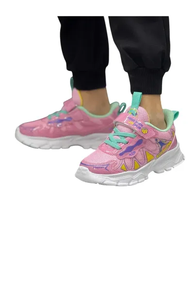Kız çocuk okul pembe günlük spor sneaker ayakkabı