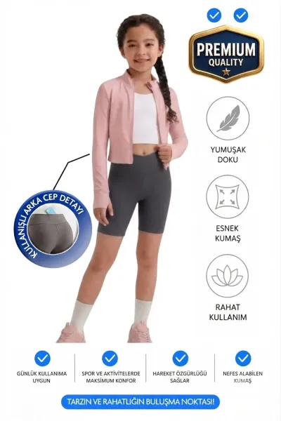 Kız çocuk Cepli Kruvaze Kemer Yüksek Bel Biker Günlük Koşu Yürüyüş Yoga Spor Voleybol Fitness Kısa Tayt — Füme