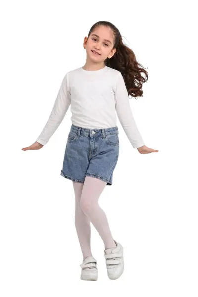 Kız Çocuk Beli Lastikli Jean Denim Kot Şort