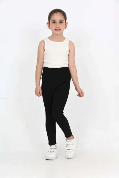 Kız çocuk Yüksek Bel İçi Havlu - Şardonlu Termal Kışlık Günlük-Casual, Spor, Egzersiz, Tayt