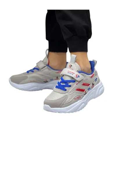 Unisex açık gri çocuk okul günlük sneaker ayakkabı — Açık-gri