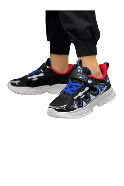 Erkek çocuk okul siyah-saks günlük spor sneaker ayakkabı