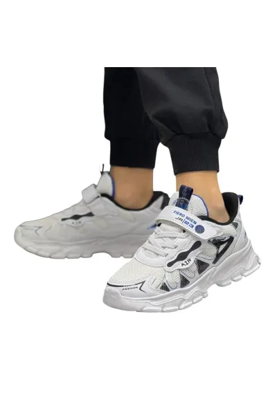 Unisex beyaz çocuk okul günlük sneaker ayakkabı