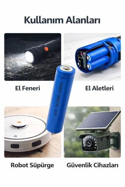 18650 Li-ion Şarjlı Pil 3.7V 6800 mAh | El Feneri, Şarjlı Oyuncak ve Elektronik Cihaz Pili