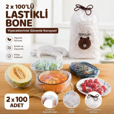 Hijyenik Gıda Koruyucu Bone 2 paket (200 adet)