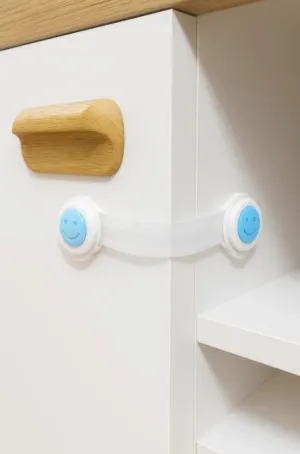 Lock Band Dolap Kilidi 2’li – Çocuk Güvenlik Kilidi, Esnek Bantlı, Yapışkanlı Montaj