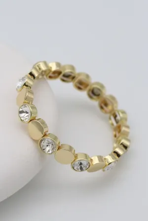 Kadın 14K Kaplama Gold Taşlı Çelik Lastik Bileklik