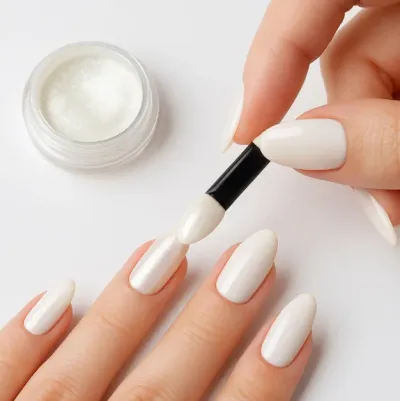 Pearl Powder İnci Tozu | Ayna Etkili Tırnak Tozu – Beyaz Işıltılı 1 Adet