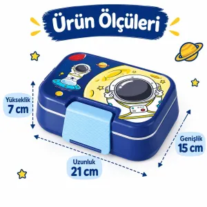Titiz Çelik Beslenme Kabı ve 600 ml Çelik Termos Matara Seti Astronot Desenli 2’li Okul Seti