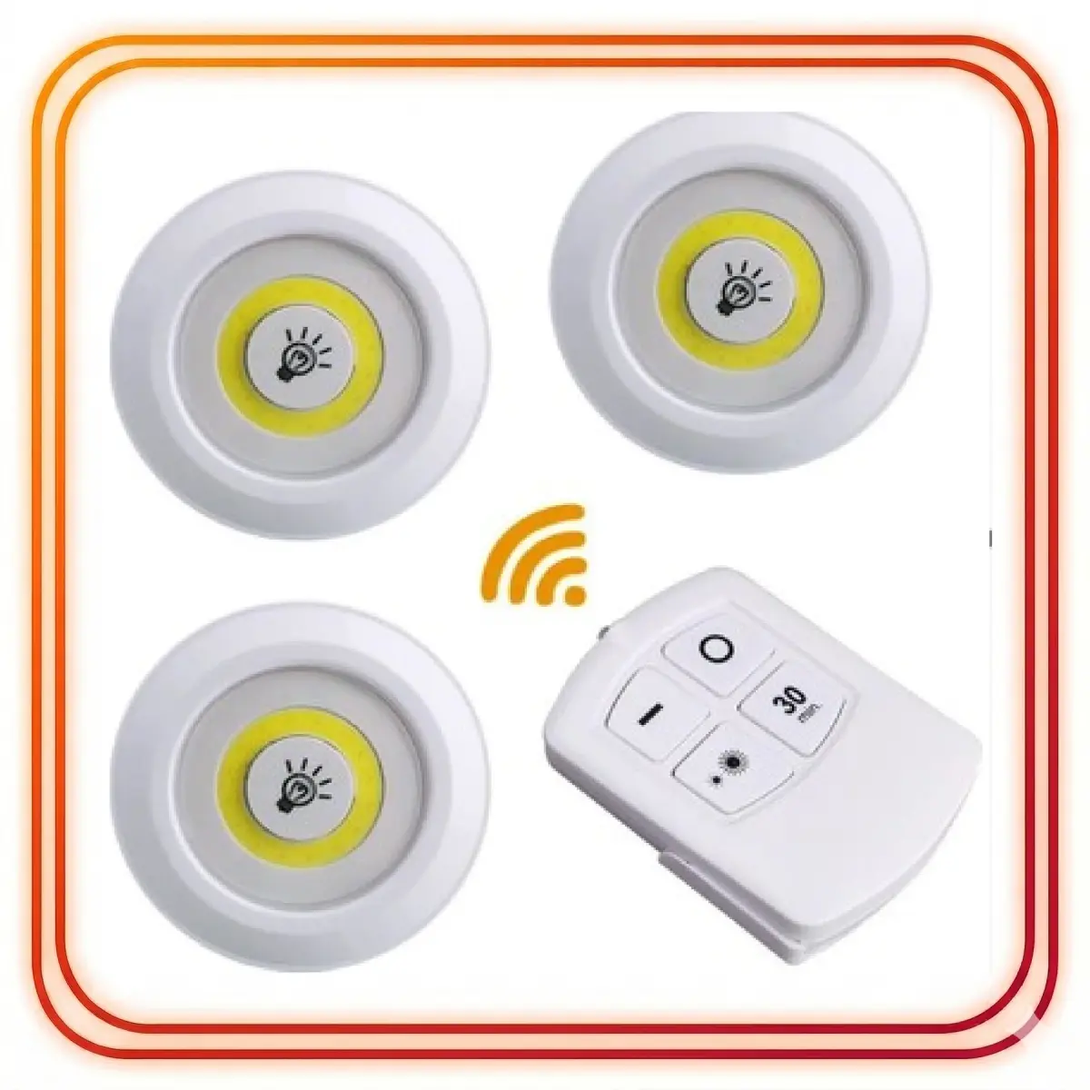 LED Gece Lambası Seti – 3’lü Yuvarlak, Kumandalı  Dokunmatik, Pilli LED