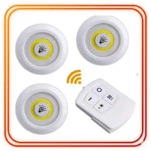 LED Gece Lambası Seti – 3’lü Yuvarlak, Kumandalı  Dokunmatik, Pilli LED