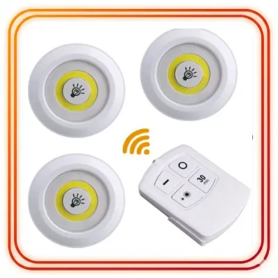 LED Gece Lambası Seti – 3’lü Yuvarlak, Kumandalı Dokunmatik, Pilli LED