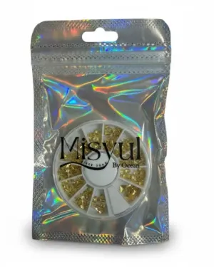 MisYul By Ocean Altın Renkli Tırnak Süsleme Seti – 12 Bölmeli Metal Nail Art Aksesuar Kutusu