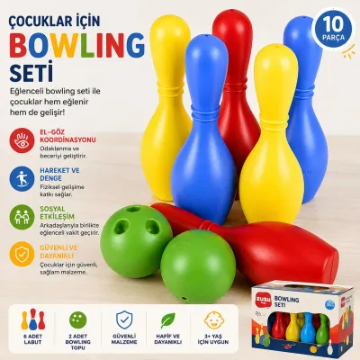 Zuzu Toys Bowling Seti 6 Lobut 2 Top Renkli Eğitici Çocuk Oyuncağı