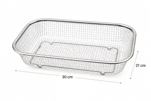 Paslanmaz Metal Dikdörtgen Süzgeç Sebze Meyve Yıkama ve Süzme Sepeti 30x21 cm