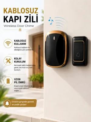 Winnboss WN-3001 Şık Tasarım Wireless Kablosuz Kapı Zili Pilli- 100MT Menzil