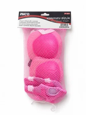 Çocuklar İçin Koruyucu Dizlik, Dirseklik ve Bileklik Seti - 3'lü Koruyucu Pembe