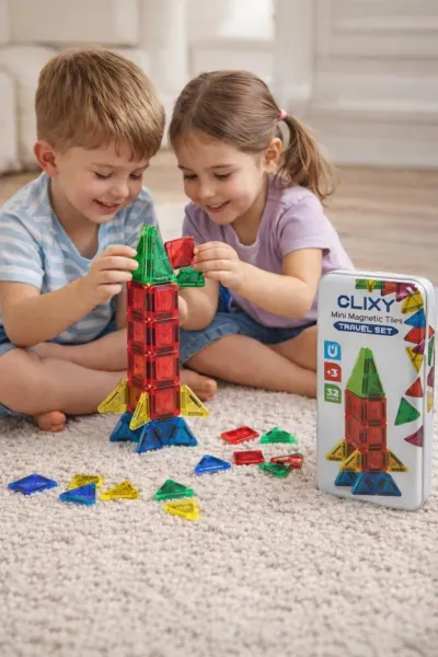 Mini Manyetik Yapı Blokları Seyahat Seti – 32 Parça Eğitici Oyuncak
