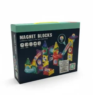 Sunman 66 Parça Mıknatıslı Magnet Bloklar Seti – Işıklı Bilyeli Rampa Oyunu